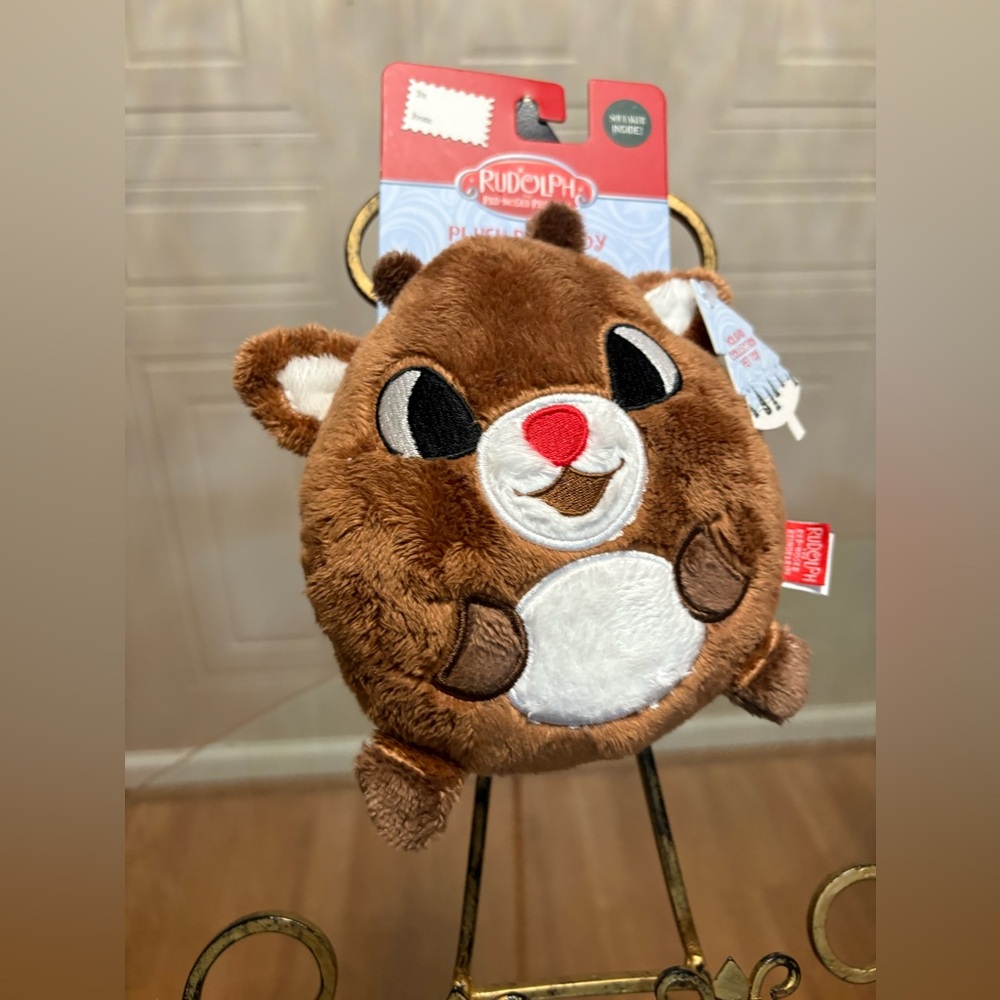 NWT! Rudolph The Red Nosed Reindeer Dog Toy 8” Clinker & Squeaker